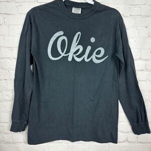 Oklahoma Okie Brand navy blue cotton long sleeve t-shirt, sz S,‎ GUC